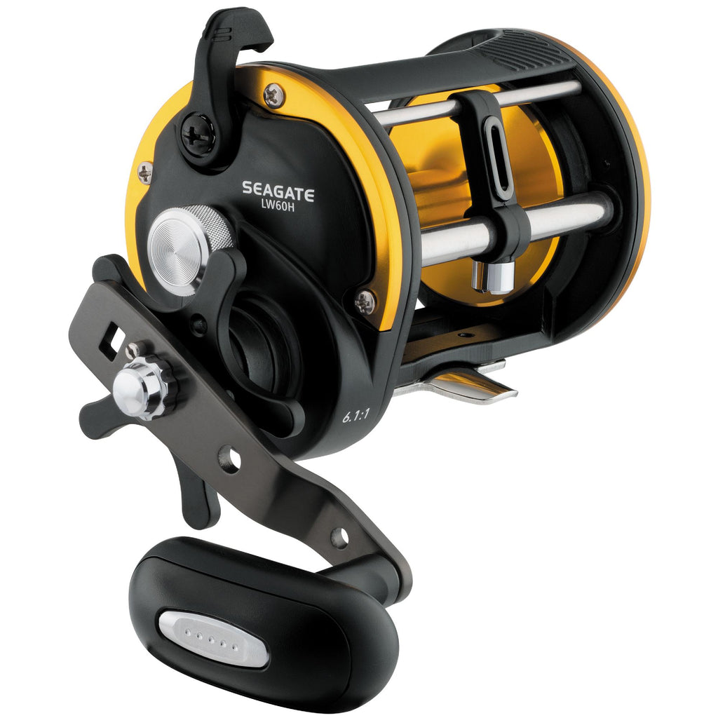 Seagate Levelwind Saltwater Conventional Reel - 60, 6.1:1 Gear Ratio, 1CRBB, 2BB, 1RB Bearings, 20 lb Max Drag, Right Hand