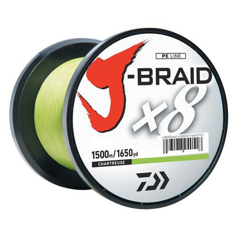 J-Braid Braided Line, 10 lbs Tested - 1650 Yards-1500m Filler Spool, Chartreuse