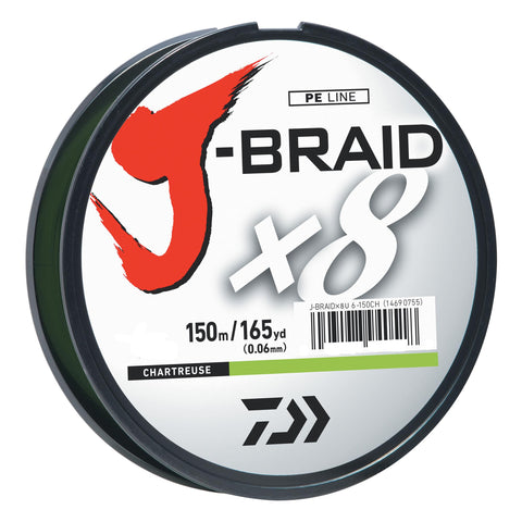 J-Braid Braided Line - 10 lbs Tested, 165 Yards-150m Filler Spool, Chartreuse