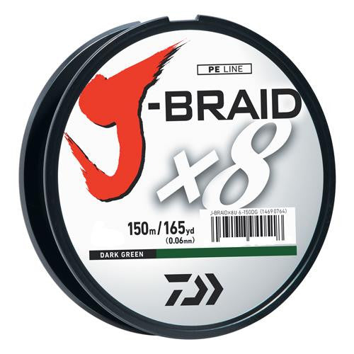 J-Braid Braided Line, 10 lbs Tested - 165 Yards-150m Filler Spool, Dark Green