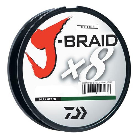 J-Braid Braided Line, 20 lbs Tested - 330 Yards-300m Filler Spool, Dark Green