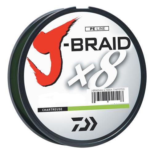 J-Braid Braided Line, 30 lbs Tested - 330 Yards-300m Filler Spool, Chartreuse