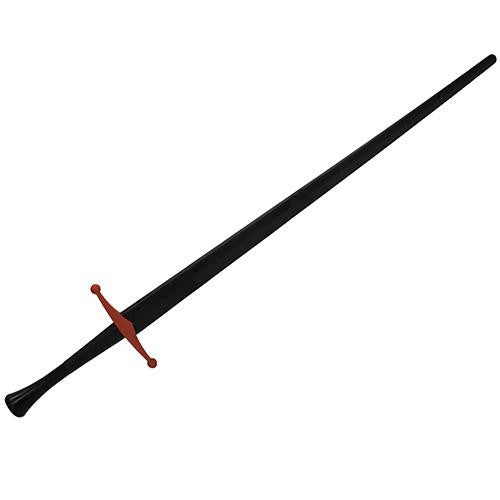 Synthetic Bastard Sparring Sword - Black Blade with Red Guard