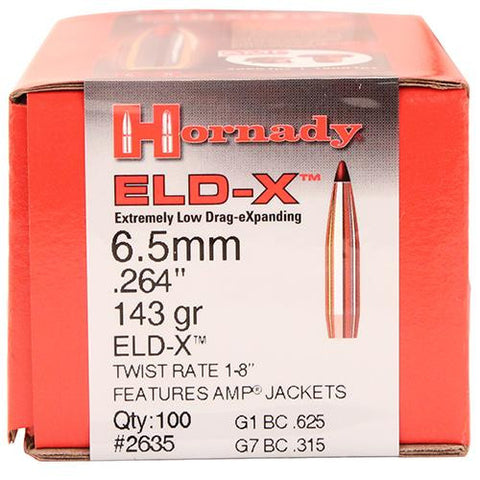 6.5mm Bullets - 143 Grains, Boat Tail, ELD-X, Per 100