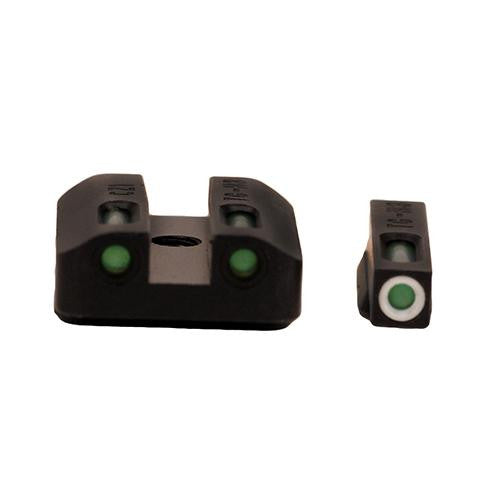 Front Rear Set Sights TFX Tritium Fiber Optic Set - Green, Steel Black, CZ 75 Series