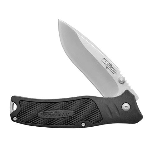 Western - Blacktrax, 3 1-4" Blade, Drop Point, Thermoplastic Rubber Handle