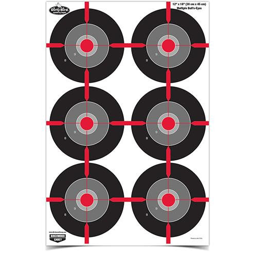 Dirty Bird Paper Targets - 12" x 18", Multiple Bull's-Eye, Per 100