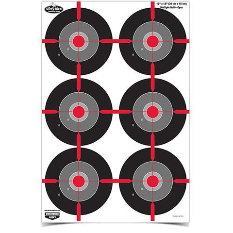 Dirty Bird Paper Targets - 12" x 18", Multiple Bull's-Eye, Per 100