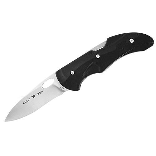 Fluid - 3" Blade, Plain Edge, Drop Point. Black Handle, Boxed