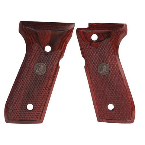 Renegade Wood Laminate Revolver Grips - Beretta 92, Rosewood, Checkered