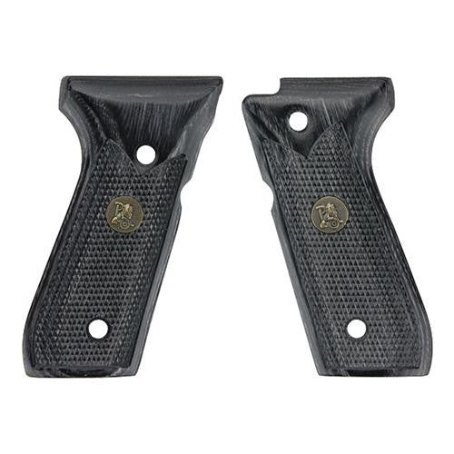 Renegade Wood Laminate Revolver Grips - Beretta 92, Charcoal, Checkered