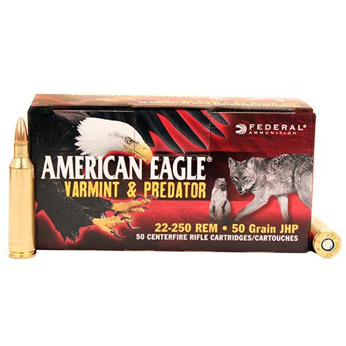 22-250 Remington - American Eagle, 50 Grains, Jacketed Hollow Point, Per 50