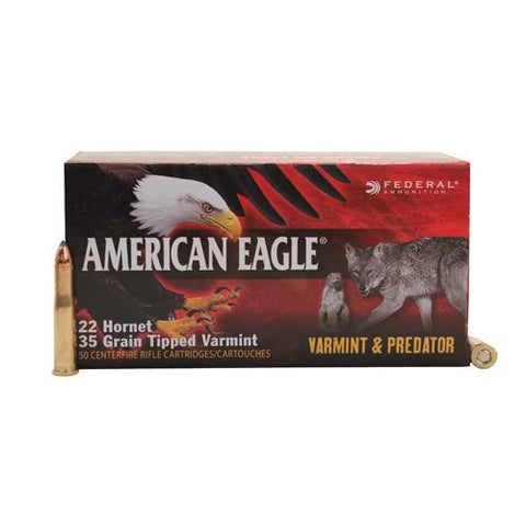 22 Hornet American Eagle, 35 Grains, Tipped Varmint, Per 50``