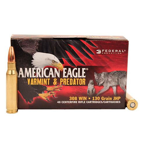 308 Winchester - American Eagle, 130 Grains, Jacketed Hollow Point, Per 40