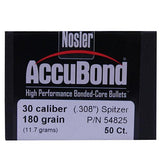 30 Caliber Bullets - AccuBond, 180 Grains, Ballistic Tip Spitzer Boat Tail, Per 50