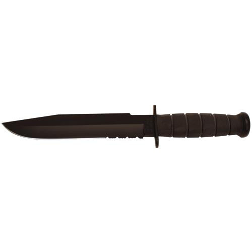 Black Fighter, Serrated Edge, Black Leather-Cordura Sheath