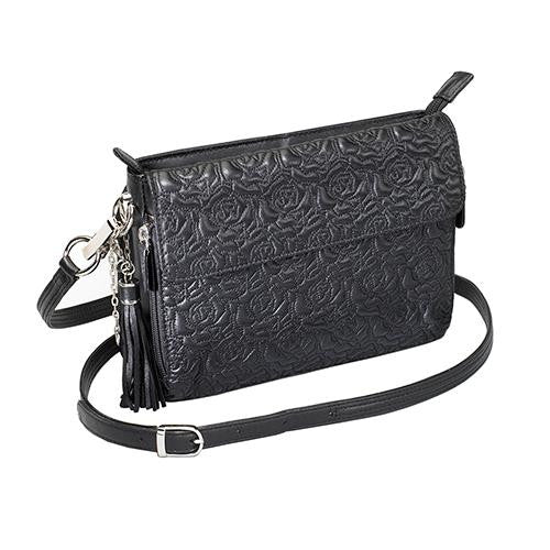 Lambskin Embroidered Handbag, Black