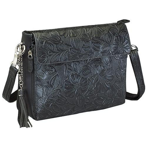 Tooled Cowhide Handbag - Black