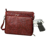 Tooled Cowhide Handbag - Black Cherry