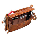 Tooled Cowhide Handbag - Tan