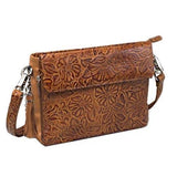 Tooled Cowhide Handbag - Tan