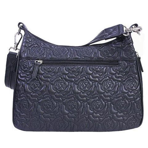 Embroidered Lambskin Hobo, Black