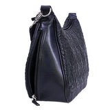 Embroidered Lambskin Hobo, Black