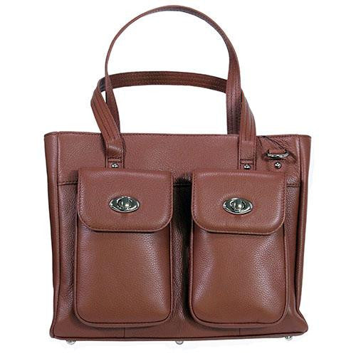 Cargo Pocket Cowhide Tote - Caramel