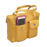 Cargo Pocket Cowhide Tote - Yellow