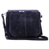 Suede Clutch with Cowhide Flap - Black