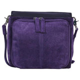 Suede Clutch with Cowhide Flap - Purple