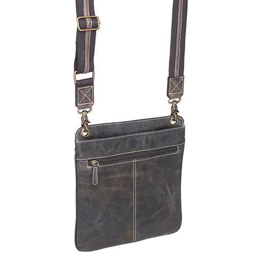 Buffalo Leather - Crossbody Flat Sac,  Vintage Brown Distress