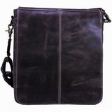 Buffalo Leather - Vertical Messenger Bag, Vintage Brown Distress