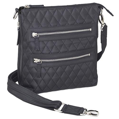 QuIlted Microfiber - Cross Body Flat Sac, Black