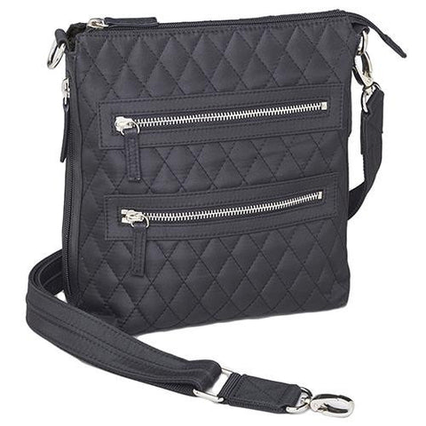 QuIlted Microfiber - Cross Body Flat Sac, Black