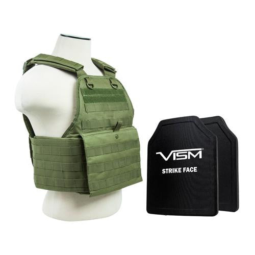 Plate Carrier Vest with 10" x 12" PE Hard Plates - Green