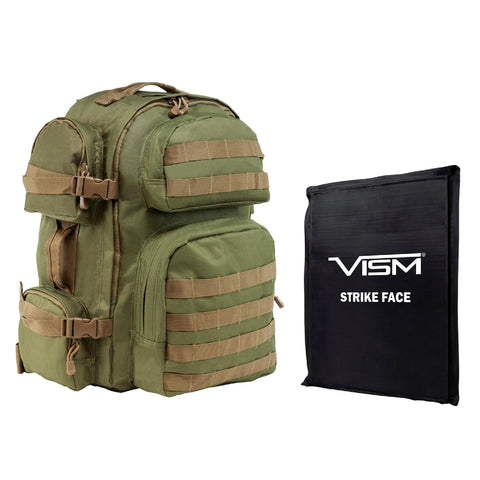 Tactical Backpack with 10" x 12" Square Panels - Green with Tan Trim