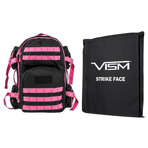 Tactical Backpack with 10" x 12" Square Panels - Black with Pink Trim