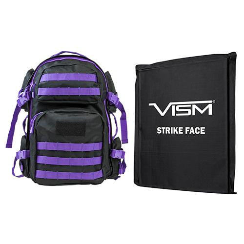 Tactical Backpack with 10" x 12" Square Panels - Black with Purple Trim