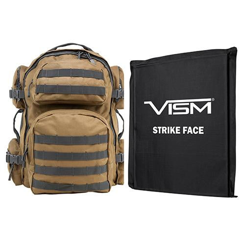 Tactical Backpack with 10" x 12" Square Panels - Tan with Gray Trim