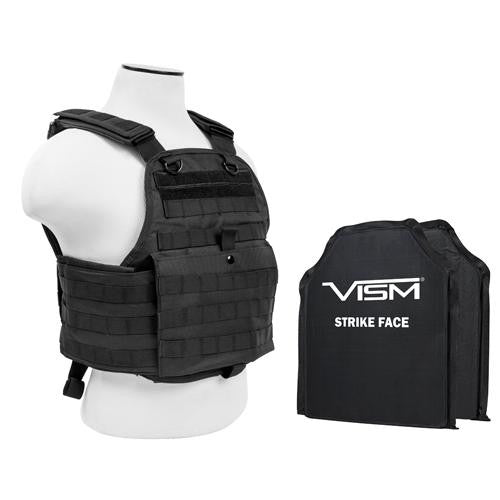 Plate Carrier Vest - 2 10" x 12" Soft Panels, Black