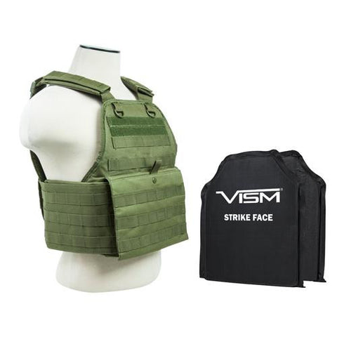 Plate Carrier Vest - 2 10" x 12" Soft Panels, Green