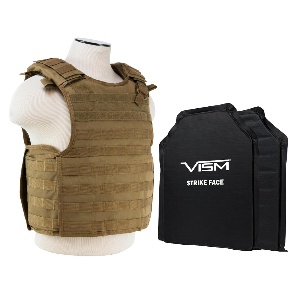 QR Plate Carrier Vest with 11" x 14" Soft Panels - Tan