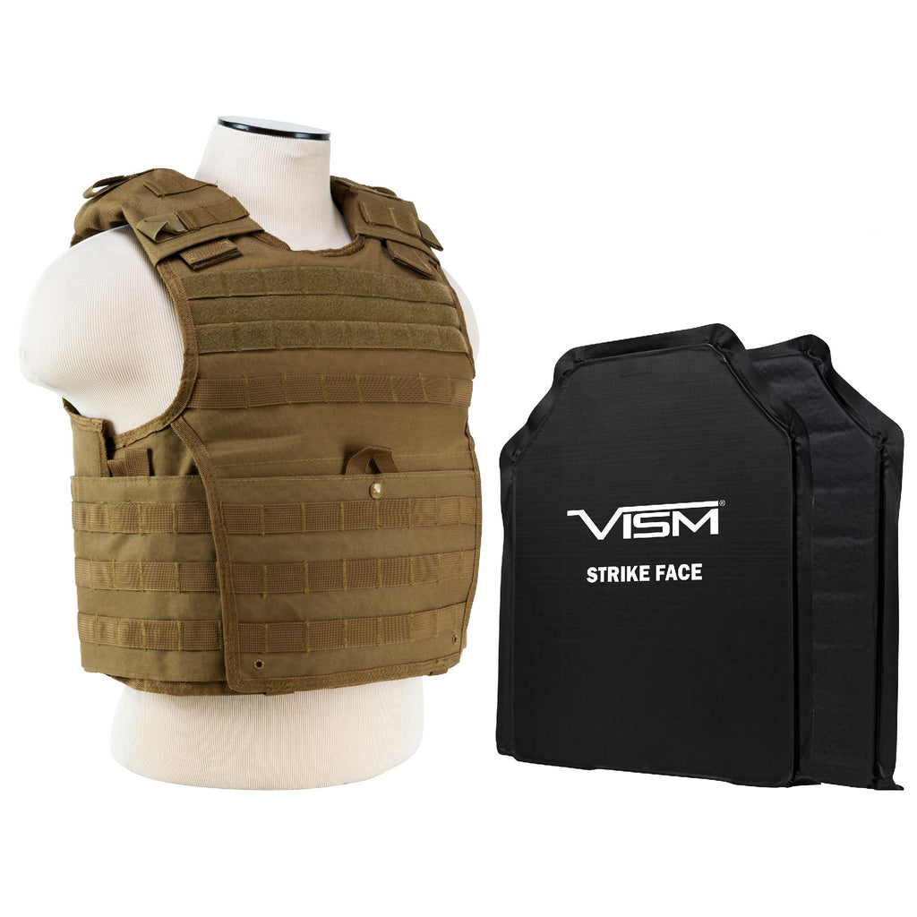 Expert Plate Carrier Vest with 11" x 14" Soft Panels - Tan