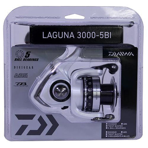 Laguna 5BI Spinning Reel - 3000, 5.3:1 Gear Ratio, 6 Bearings, 31.1" Retrieve Rate, 8.80 lb Max Drag, Clam