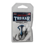 TroKar SwimBait Head - Size 1-4 oz, Black Chrome Hook, White