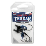 TroKar SwimBait Head - Size 3-16 oz., Block Chrome Hook, Black