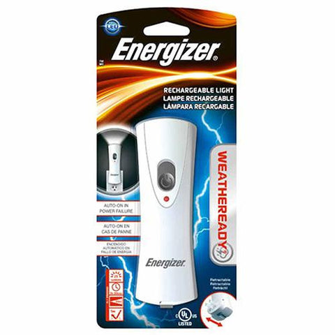 Energizer Weatheready Rechargeable LED Light - LED White Light,  8 Lumens Output, NiMH Rechargeable, White and Gray Color