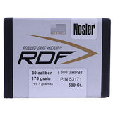 Nosler RDF - .30, 175 Grain,  Jacketed Hollow Point, Per 500