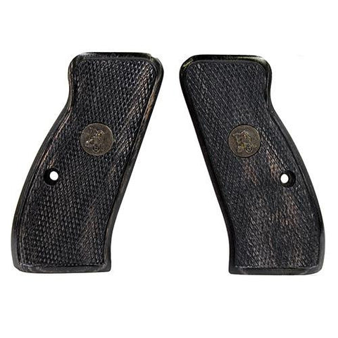 Renegade Wood Laminate Revolver Grips - CZ 75 Compact, Charcoal, Checkered